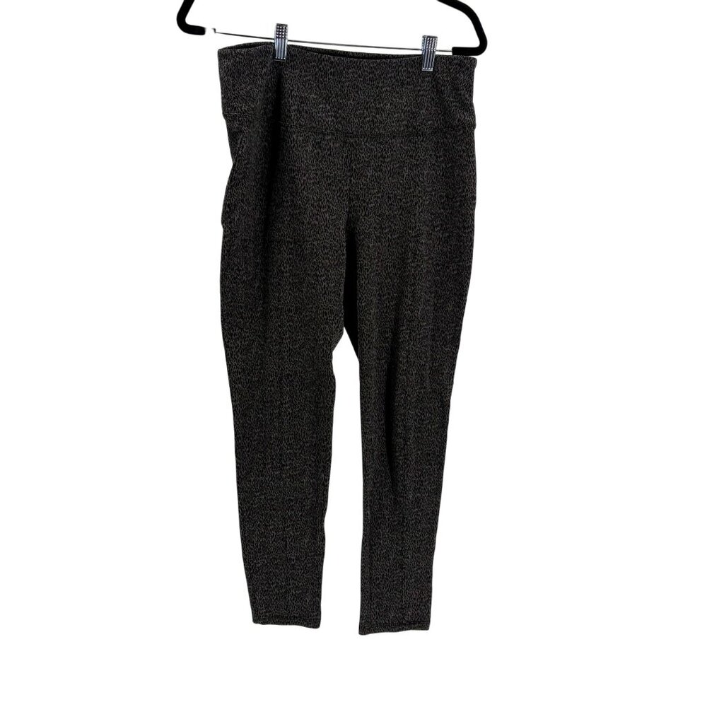 Apt. 9 Black/Gray Leopard Print Leggings Athletic Activewear Yoga Pants WomensL
